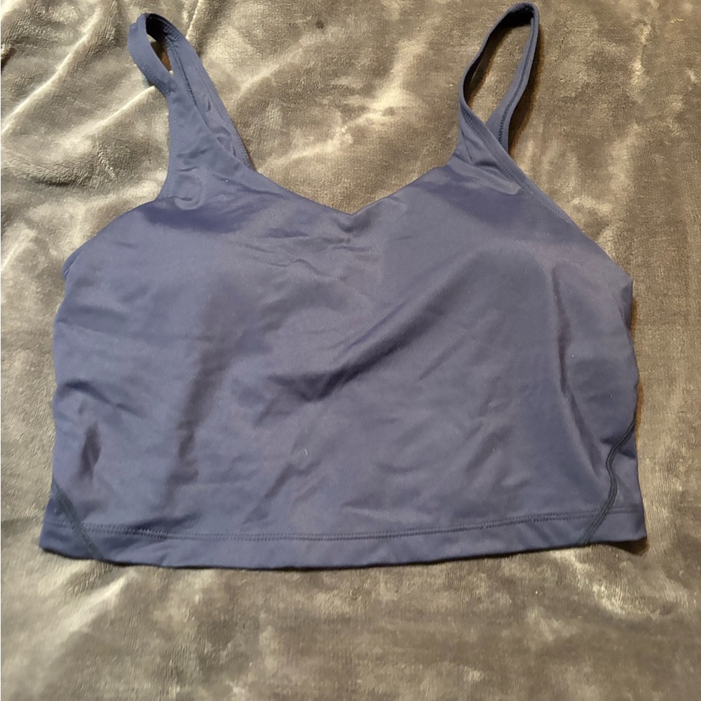 Blue Sleeveless Fitted Crop Top